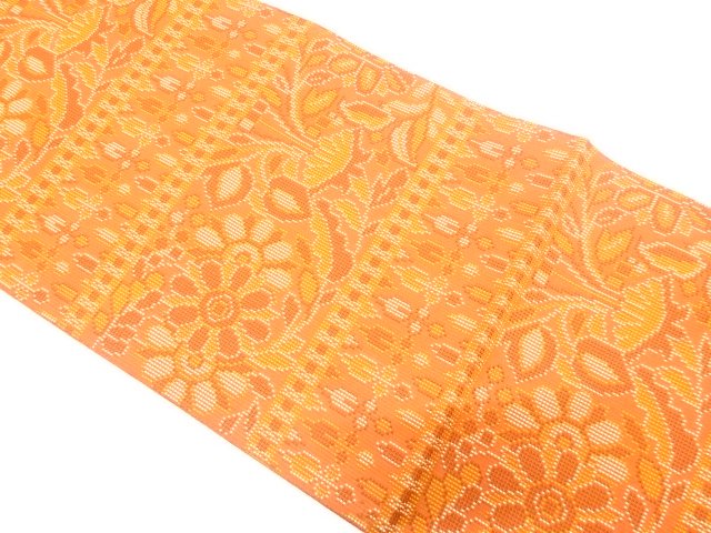 JAPANESE NAGOYA OBI / WOVEN FLOWER CREST